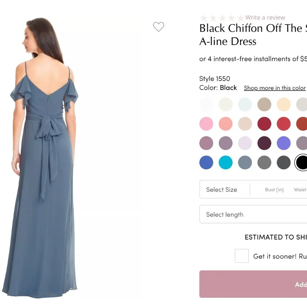 Bill Levkoff Black Chiffon Off The Shoulder A-line Dress - Picture 7 of 7